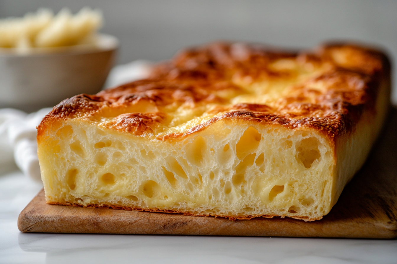 Pan de maizena y queso casero, corteza dorada, miga esponjosa, queso derretido